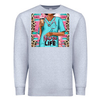 Heather Grey nurse life afro woman Premium Sweatshirt - RanaPortraitStore