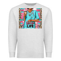 Oatmeal Heather nurse life afro woman Premium Sweatshirt - RanaPortraitStore