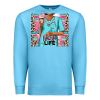 Ocean Blue nurse life afro woman Premium Sweatshirt - RanaPortraitStore