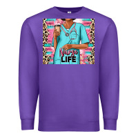 Purple nurse life afro woman Premium Sweatshirt - RanaPortraitStore
