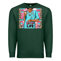 Sports Green nurse life afro woman Premium Sweatshirt - RanaPortraitStore