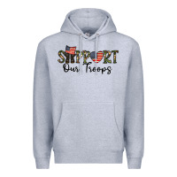Heather Grey support our troops Premium Hoodie - CowhideDigitalArt