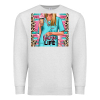 Oatmeal Heather nurse life blonde woman Premium Sweatshirt - RanaPortraitStore