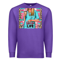 Purple nurse life blonde woman Premium Sweatshirt - RanaPortraitStore