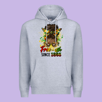 Free Ish Since 1865 Afro Messy Bun Premium Hoodie Designed By Hra Design Shop