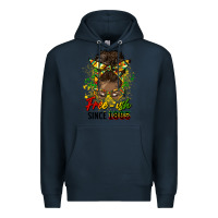 Navy free ish since 1865 afro messy bun Premium Hoodie - HRA Design Shop