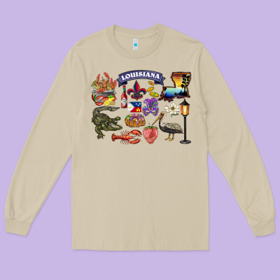 Preview Louisiana State Long Sleeve Tee Designed By Barkaloodesign