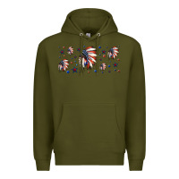 Army Green patriotic native American headdress 16oz libbey cup Premium Hoodie - HRA Design Shop