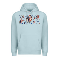 Blue Mist patriotic native American headdress 16oz libbey cup Premium Hoodie - HRA Design Shop