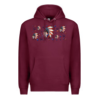 Burgundy patriotic native American headdress 16oz libbey cup Premium Hoodie - HRA Design Shop