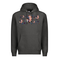 Charcoal Heather patriotic native American headdress 16oz libbey cup Premium Hoodie - HRA Design Shop