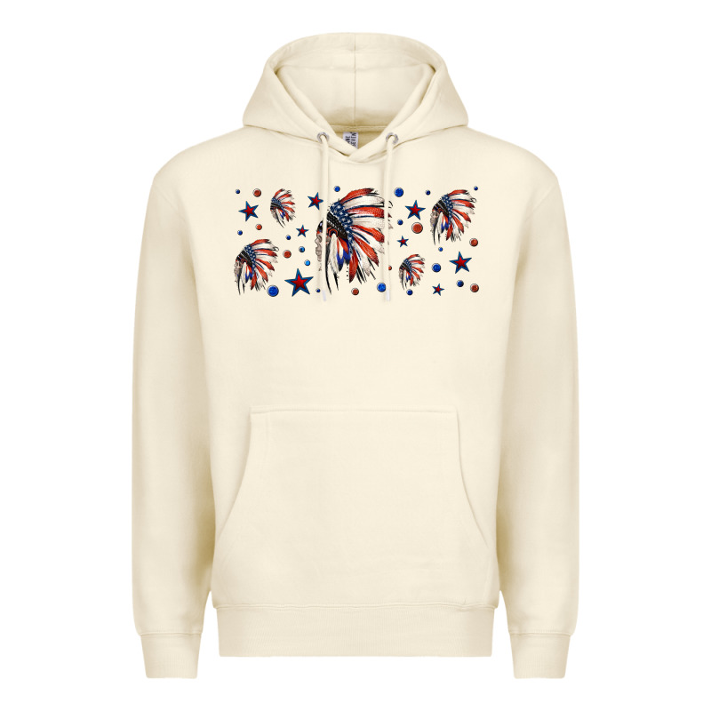 Patriotic Native American Headdress 16oz Libbey Cup Premium Hoodie by HRA Design Shop | Teevron
