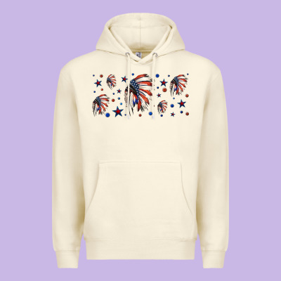 Patriotic Native American Headdress 16oz Libbey Cup Premium Hoodie Designed By Hra Design Shop
