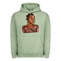 Pigment Oil Green afro woman Urban Hoodie - AdoDesignShop