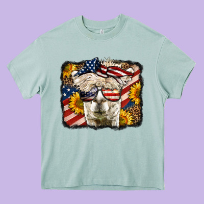 Western 4th Of July Lama Background Heavy Core Tee Designed By Lillyallendesigns