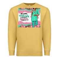Antique Gold she works willingly with her hands afro nurse Premium Sweatshirt - RanaPortraitStore