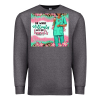 Charcoal Heather she works willingly with her hands afro nurse Premium Sweatshirt - RanaPortraitStore