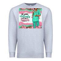 Heather Grey she works willingly with her hands afro nurse Premium Sweatshirt - RanaPortraitStore