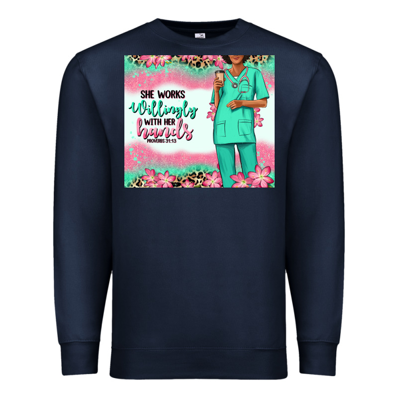 She Works Willingly With Her Hands Afro Nurse Premium Sweatshirt by RanaPortraitStore | Teevron