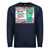 Navy she works willingly with her hands afro nurse Premium Sweatshirt - RanaPortraitStore