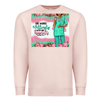 Pale Pink she works willingly with her hands afro nurse Premium Sweatshirt - RanaPortraitStore