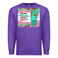 Purple she works willingly with her hands afro nurse Premium Sweatshirt - RanaPortraitStore