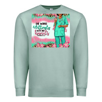 Seafoam she works willingly with her hands afro nurse Premium Sweatshirt - RanaPortraitStore