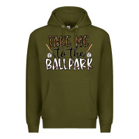 Army Green take me to the ballpark Premium Hoodie - CowhideDigitalArt