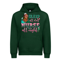 Forest Green afro  nurse sleep all day nurse all night Urban Hoodie - AdoDesignShop
