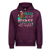 Mauve Wine afro  nurse sleep all day nurse all night Urban Hoodie - AdoDesignShop