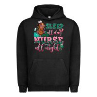 Pigment Black afro  nurse sleep all day nurse all night Urban Hoodie - AdoDesignShop