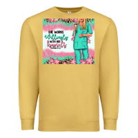 Antique Gold she works willingly with her hands blonde nurse Premium Sweatshirt - RanaPortraitStore