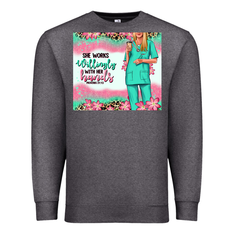 She Works Willingly With Her Hands Blonde Nurse Premium Sweatshirt by RanaPortraitStore | Teevron