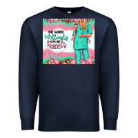 Navy she works willingly with her hands blonde nurse Premium Sweatshirt - RanaPortraitStore