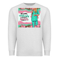 Oatmeal Heather she works willingly with her hands blonde nurse Premium Sweatshirt - RanaPortraitStore