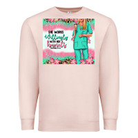 Pale Pink she works willingly with her hands blonde nurse Premium Sweatshirt - RanaPortraitStore