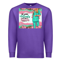 Purple she works willingly with her hands blonde nurse Premium Sweatshirt - RanaPortraitStore