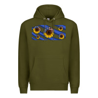 Army Green american flag sunflowers 16oz libbey cup Premium Hoodie - HRA Design Shop