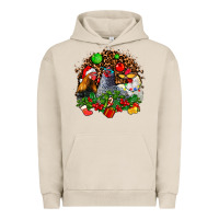 Pigment French Oak Christmas party and chickens Urban Hoodie - AdoDesignShop