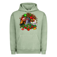 Pigment Oil Green Christmas party and chickens Urban Hoodie - AdoDesignShop