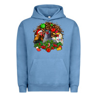 Pigment Pebble Blue Christmas party and chickens Urban Hoodie - AdoDesignShop