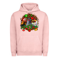 Pigment Salmon Christmas party and chickens Urban Hoodie - AdoDesignShop