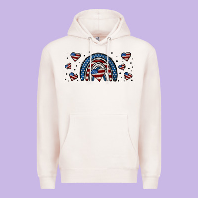 American Flag Rainbow 16oz Libbey Cup Premium Hoodie Designed By Hra Design Shop