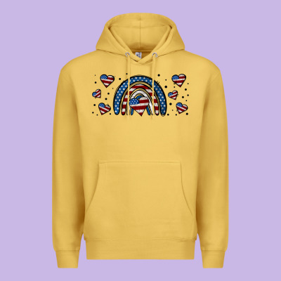 American Flag Rainbow 16oz Libbey Cup Premium Hoodie Designed By Hra Design Shop