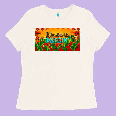 Desert Darlin' Aztec Desert Sunset License Plate Ladies Tee Designed By Artiststas