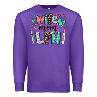 Purple wife mom lpn licensed practical nurse Premium Sweatshirt - RanaPortraitStore