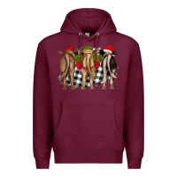 Burgundy christmas heifers back view Premium Hoodie - RanaPortraitStore
