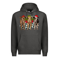 Charcoal Heather christmas heifers back view Premium Hoodie - RanaPortraitStore