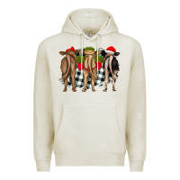 Oatmeal Heather christmas heifers back view Premium Hoodie - RanaPortraitStore