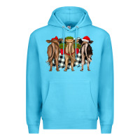 Ocean Blue christmas heifers back view Premium Hoodie - RanaPortraitStore